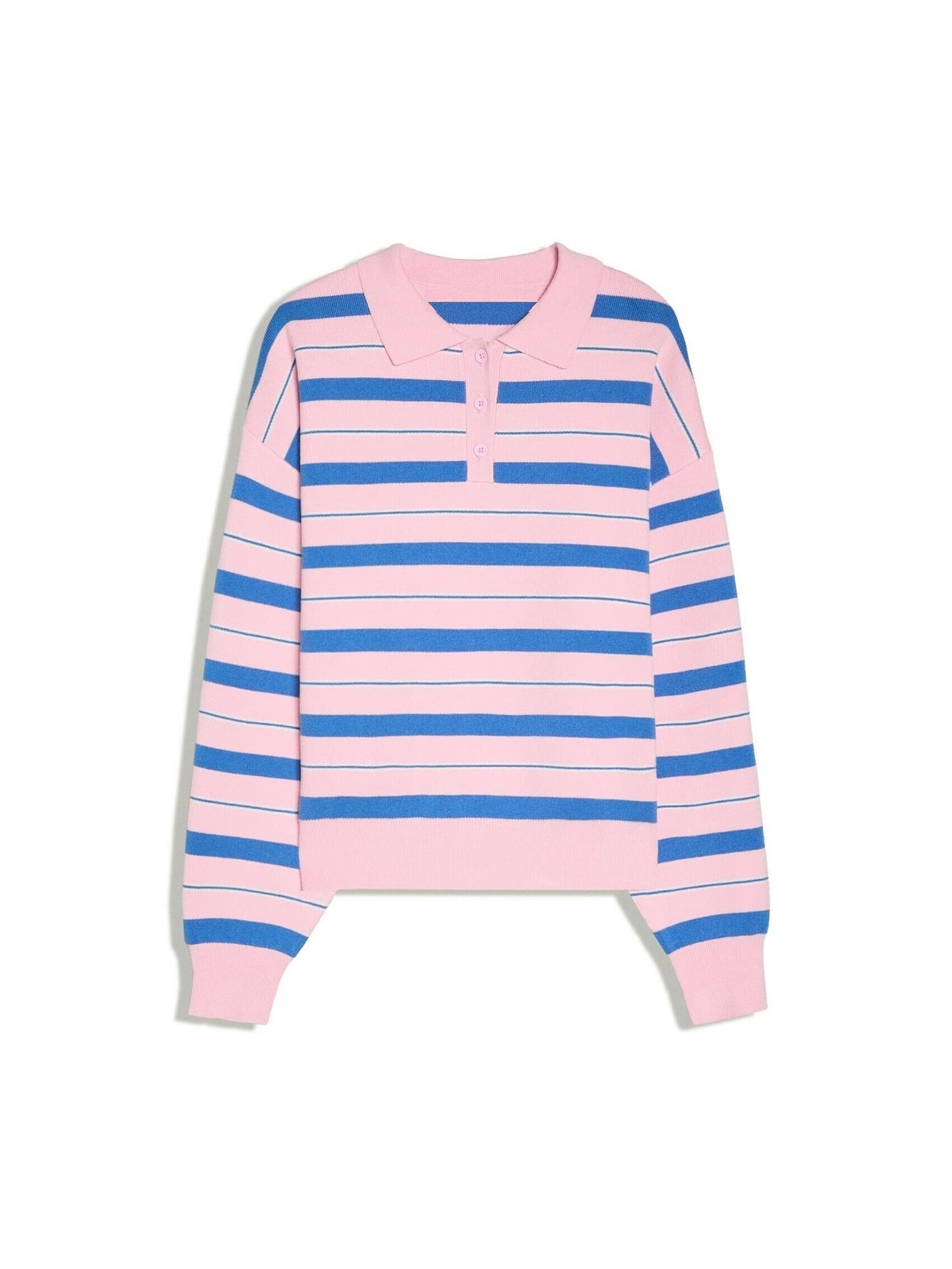 Striped polo knit packshot on white